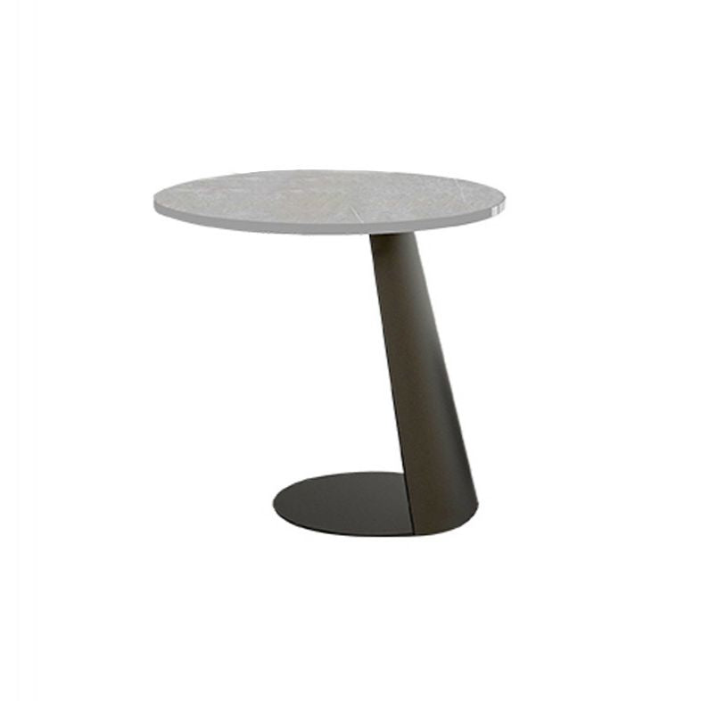 Slate Round Coffee Table Modern Metal Pedestal Cocktail Table