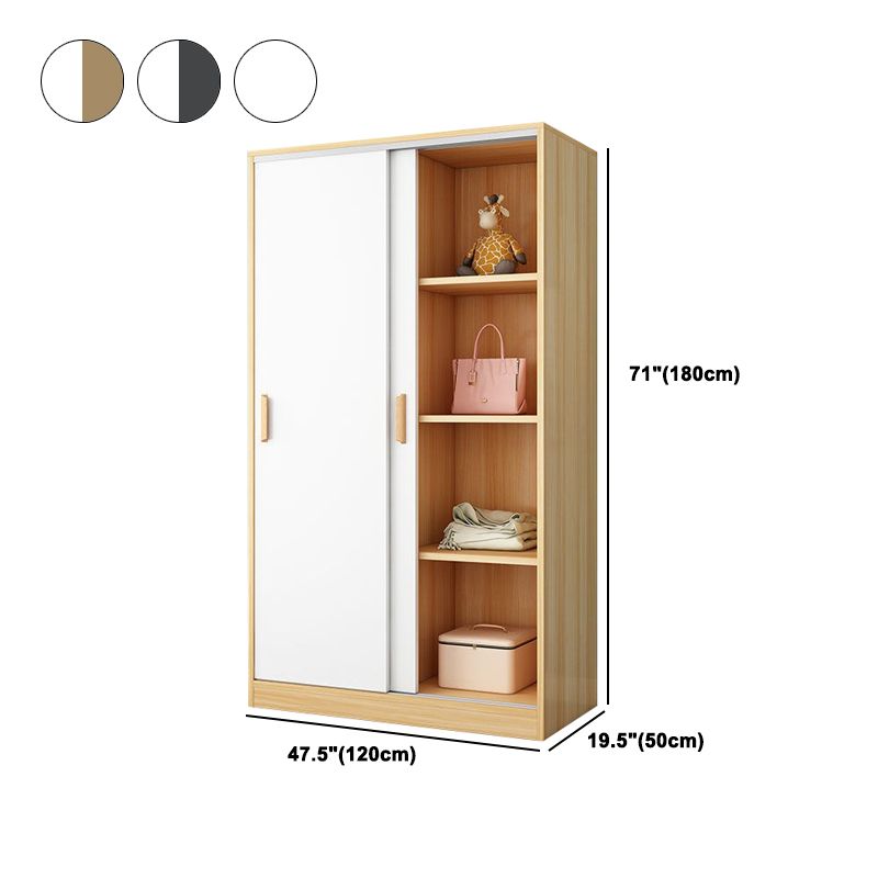 Modern Style Home Wardrobe Armoire Beech Wood and Engineered Wood Storage Wardrobe Cabinet