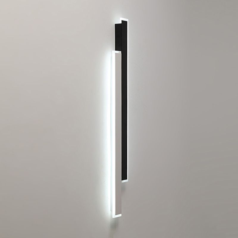Metal Linear Shape Wall Light Modern 2-Lights Wall Mounted Light Fixture in Black