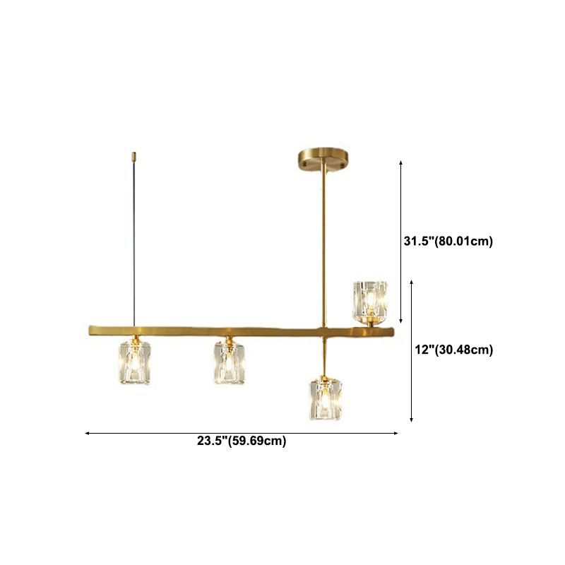 Post-Modern Hanging Light Crystal Island Light Fixture with Shade for Dining Table