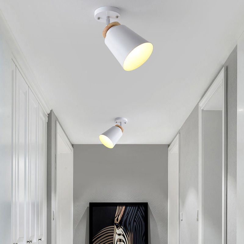 Metal Conical Ceiling Mounted Fixture Nordic Style Close to Ceiling Fixture