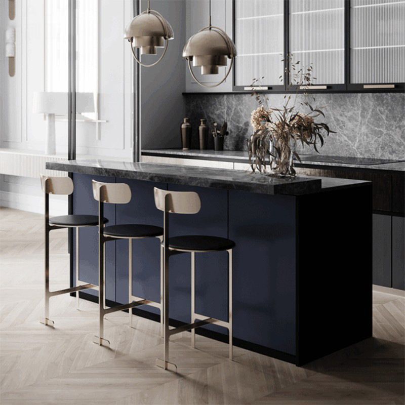 Glam Faux Leather Bar Stool Low Back Counter Bar Stool for Home