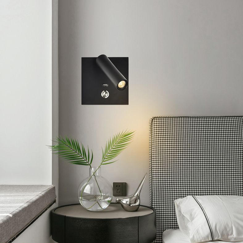 Lampe à applique à LED de base en métal carré 4.3 "H MINI MINI MINI MINI MONTRE LECTURE POUR LA CHAMBRE