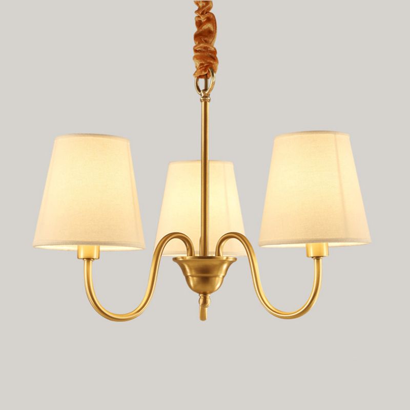 Metal Conical Hanging Pendant Light Traditional Dinning Room Pendant Chandelier in Gold