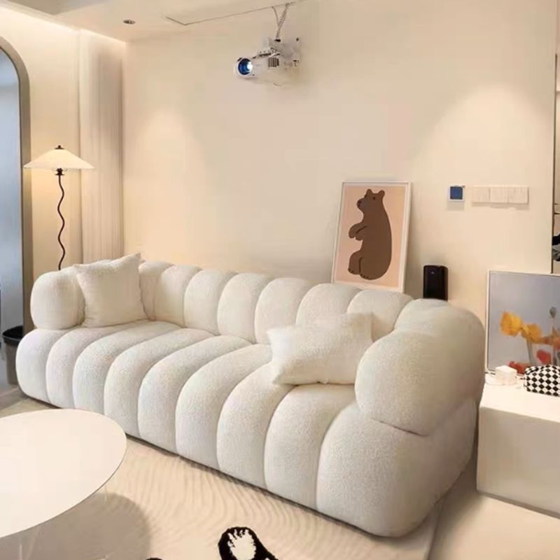 Recessed Arm Wool Sofa Scandinavian 23.6" High Sofa with Pillows