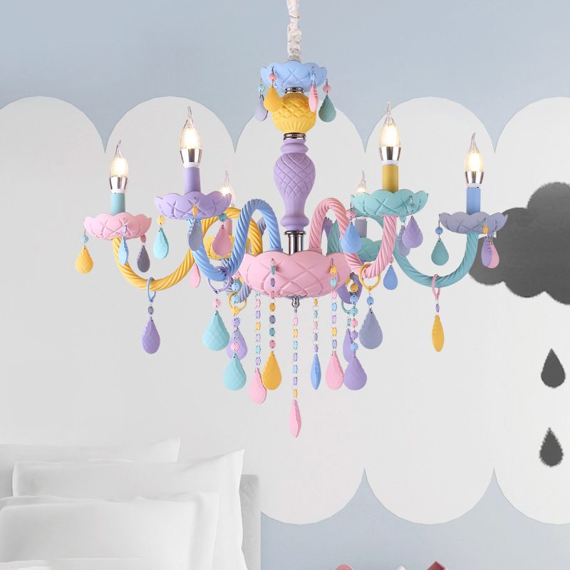 Bunte Metall Kronleuchter anheizt helle gebogene Arme moderne Stil Multi -Lichter -Federung Licht