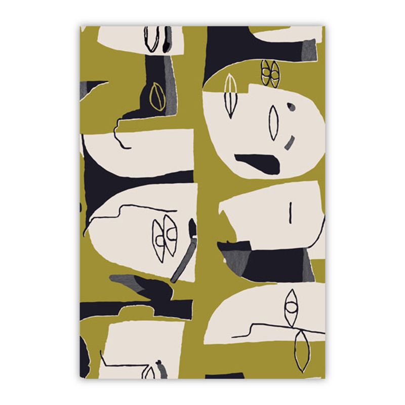 Green Abstract Pattern Rug Polyester Modern Rug Washable Rug for Drawing Room