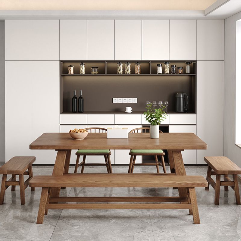 Simplicity Style Dinette Table Solid Wood Rectangle Dinner Table in Brown