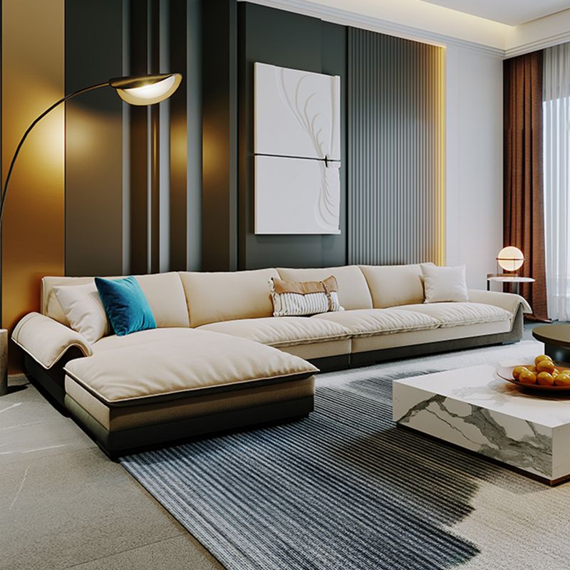 Contemporary Stationary Fabric Living Room Flared Arm Pillows Seating