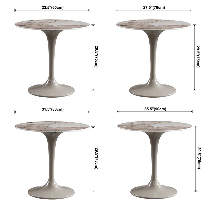 Ronde eigentijdse eettafel in bruintinten Vaste tafel van gesinterde steen