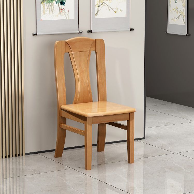 Contemporary Dining Room Rubberwood Slat Back Armless Dining Chair