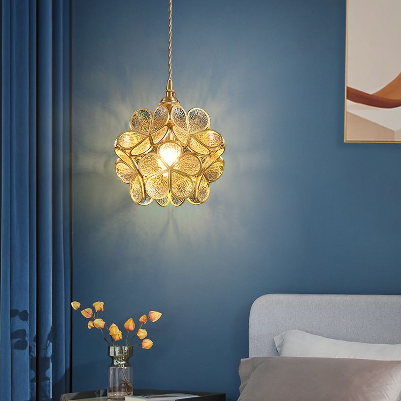 Verre Sphérique Shade Hanging Lights Modern Style 1 Tête Hanging Mount Fixture For Dining Room