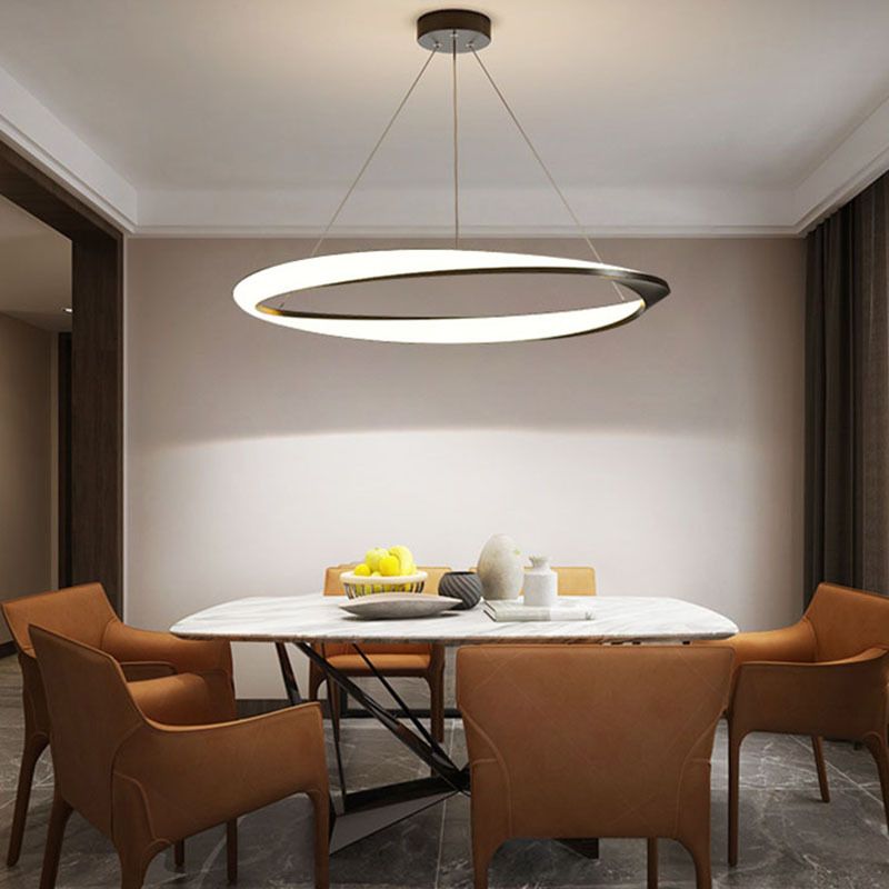 Black Aluminum Hanging Pendant Lights Contemporary Hanging Lamps for Dining Room