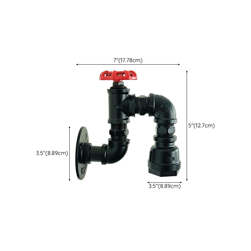 Black Contemporary Wall Sconce Metal Pipe Shape Vanity Lamp for Bathroom