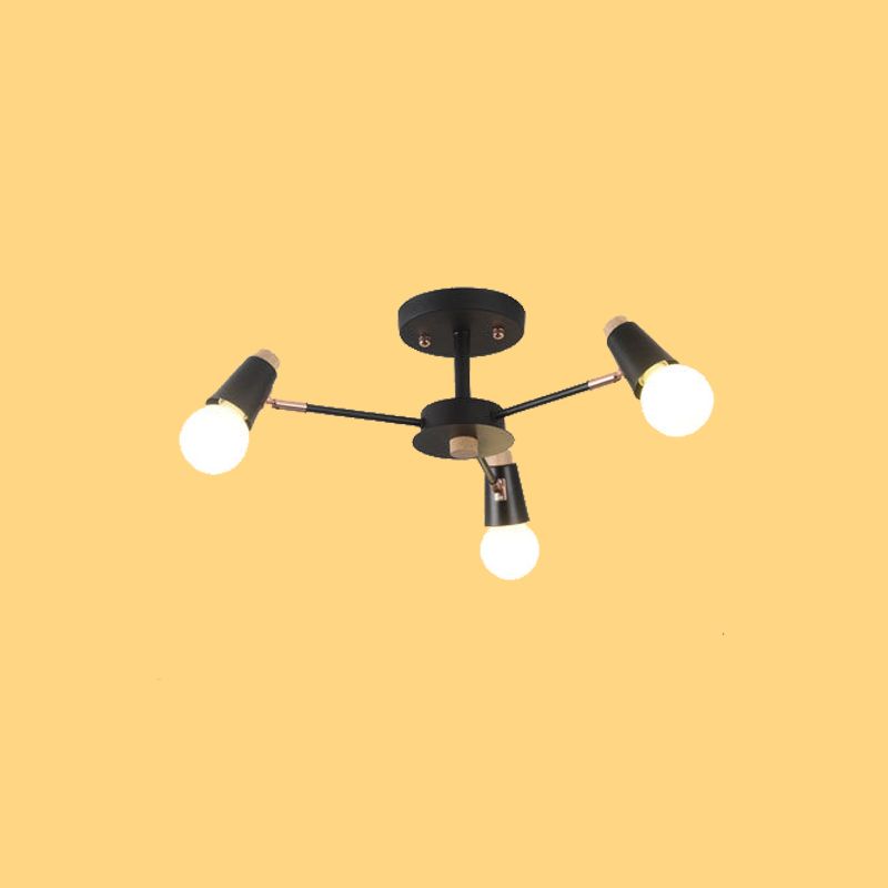 Industrial Multi-Light Ceiling Light Wrought Iron Semi Flush Mount for Living Room