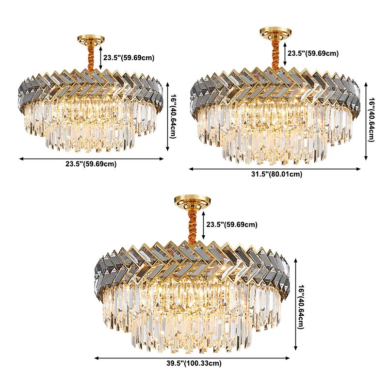 Contemporary Round Pendant Light Fixture Crystal Living Room Chandelier in Gold