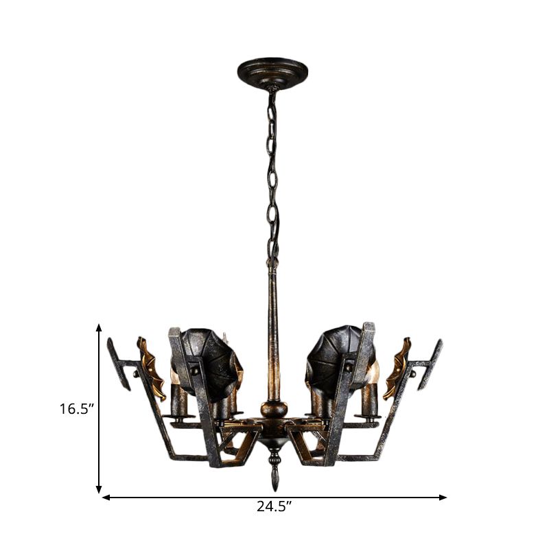 Bougie de salon suspendu 6 lumières 6 lumières de style antique lustre en bronze