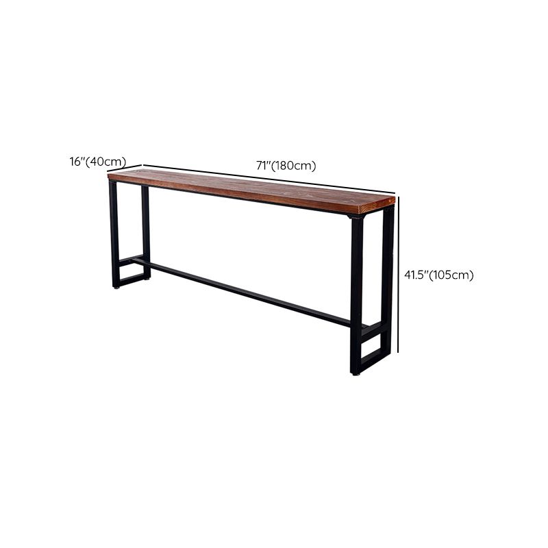 Industrial Bar Height Table Solid Wood Top Bistro Table with Trestle Base