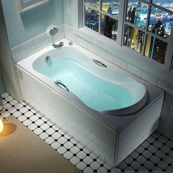 Rectangular Freestanding Bathtub Acrylic Soaking White Modern Bath (Board not Included)