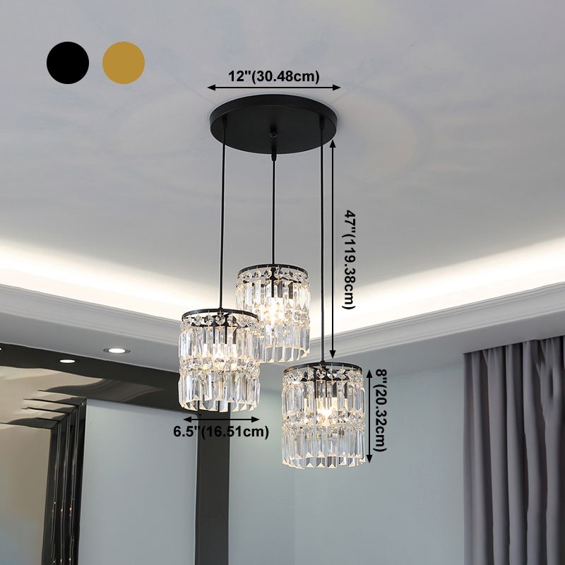 3 Heads Crystal Hanging Light Contemporary Pendant Lighting for Living Room