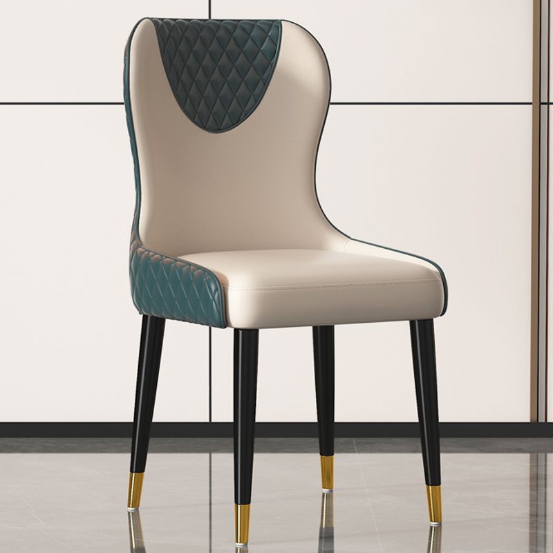 Modern Style Leather Chair Armless Parsons Chair with Wooden Legs for Kitchen