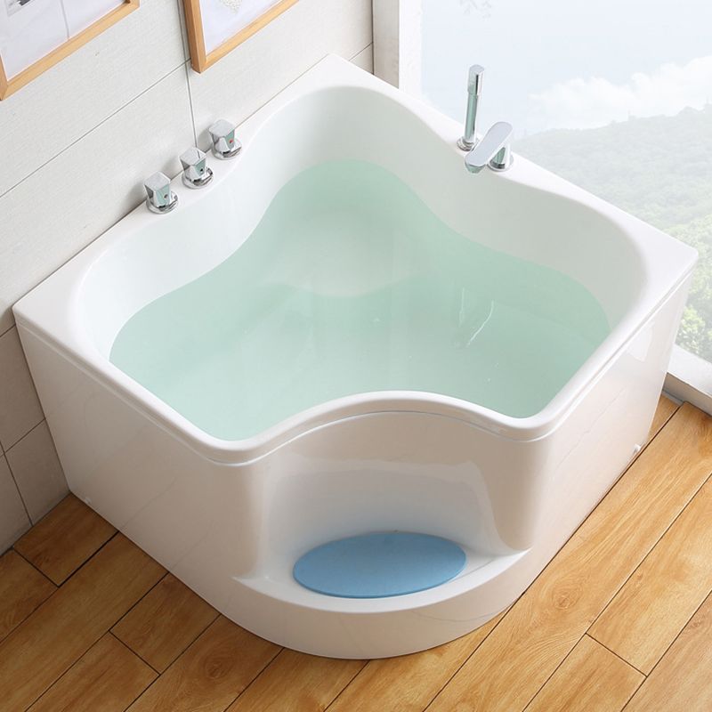 Modern Home Acrylic Bathtub White Corner Bath Tub with Seat Included