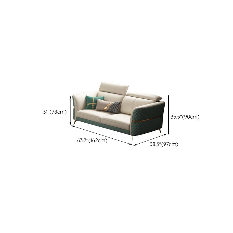 Glam Sectional Sofa White Pillowed Back Leather Cushions Sectional