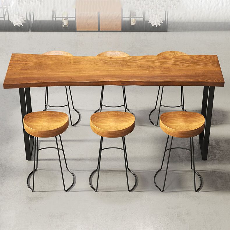Industrial Style Bar Table Set 1/4/7 Pieces Rectangle Solid Wood Counter Table Set