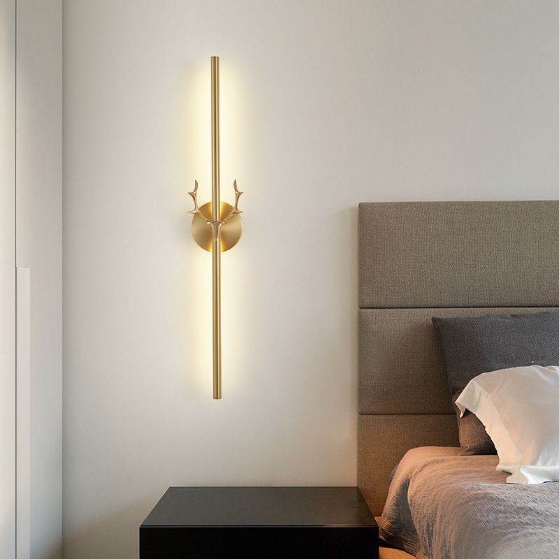 Contemporary LED Wall Sconce Thin-Line Sconce Lighting with Brass for Bedroom