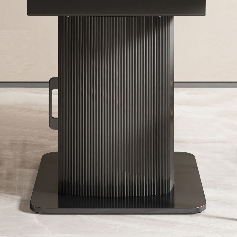 Nordic Sintered Stone Table Set of 5/7 with Round Table Foldable Dining Set with Leather Chairs