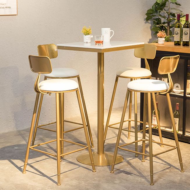 Artificial Marble Bar Table Glam Style Gold Base Bistro Table for Coffee Shop