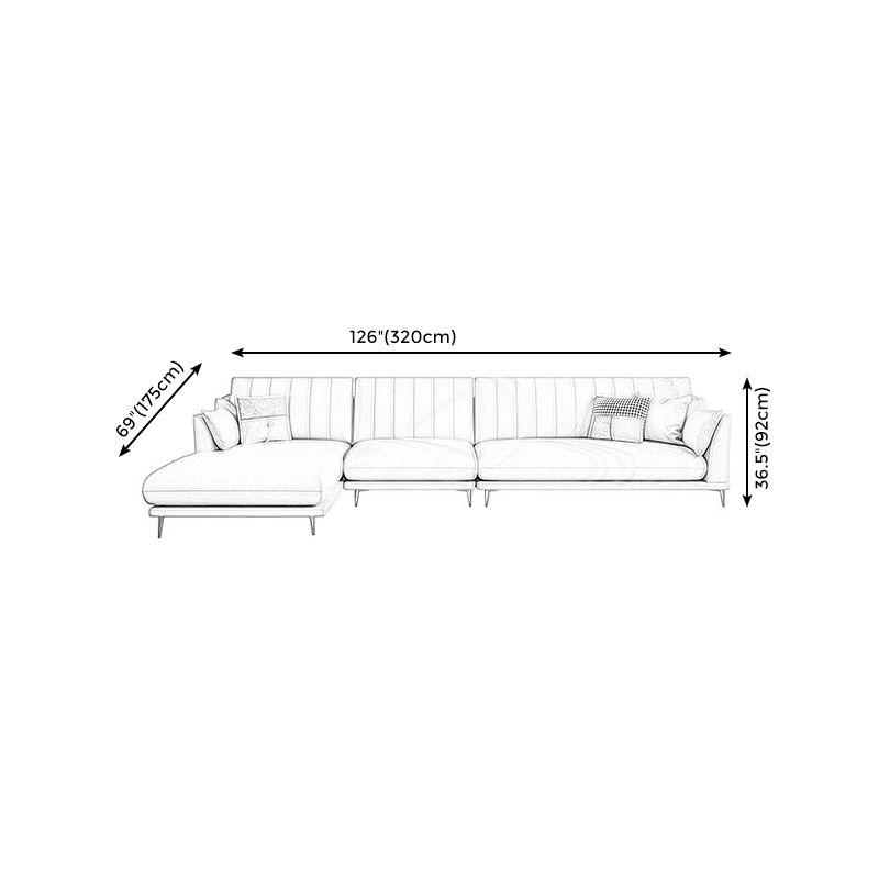 Pillow Top Arm Removable Cushions Sectional Sofa with Chaise in Beige