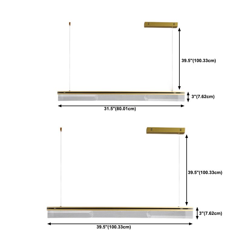 Modern Style Linear Shape Island Light Metal 1 Light Pendant Light in Gold