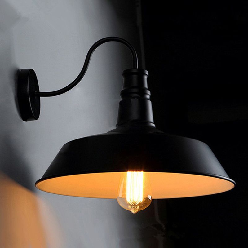 Flat Shape Wall Light Industrial Style Metal 1 Light Wall Lamp for Outdoor Sconces