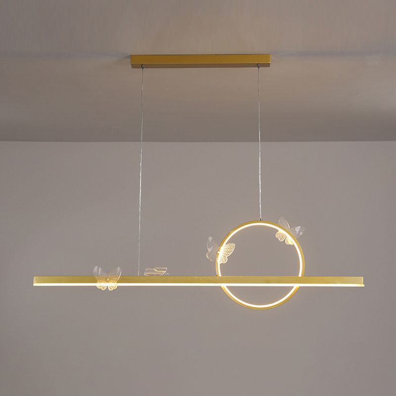 Colgante moderno de la isla de mariposa de oro de la isla de metal para el comedor