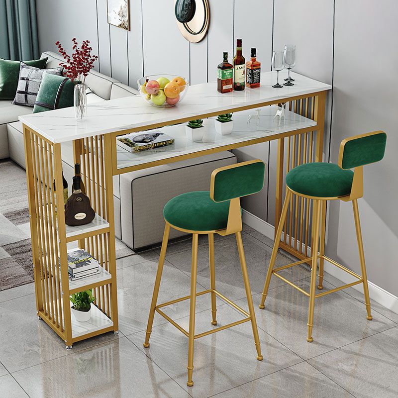 Glam Indoor Bar Dining Table Marble Rectangle Bar Stool Table