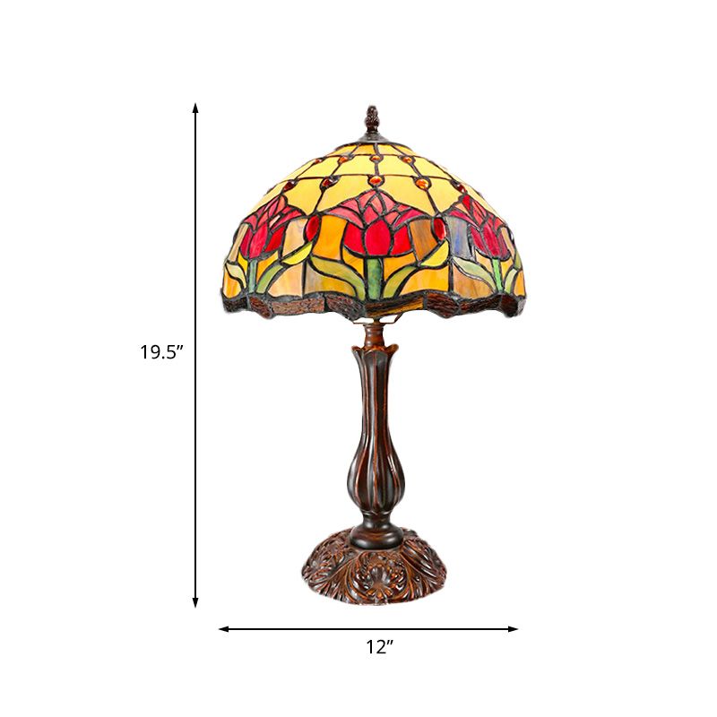 Dome ombre taglio vetro comodino leggero tiffany 1 leggero lampada da tavolo notturno con motivo a fiori