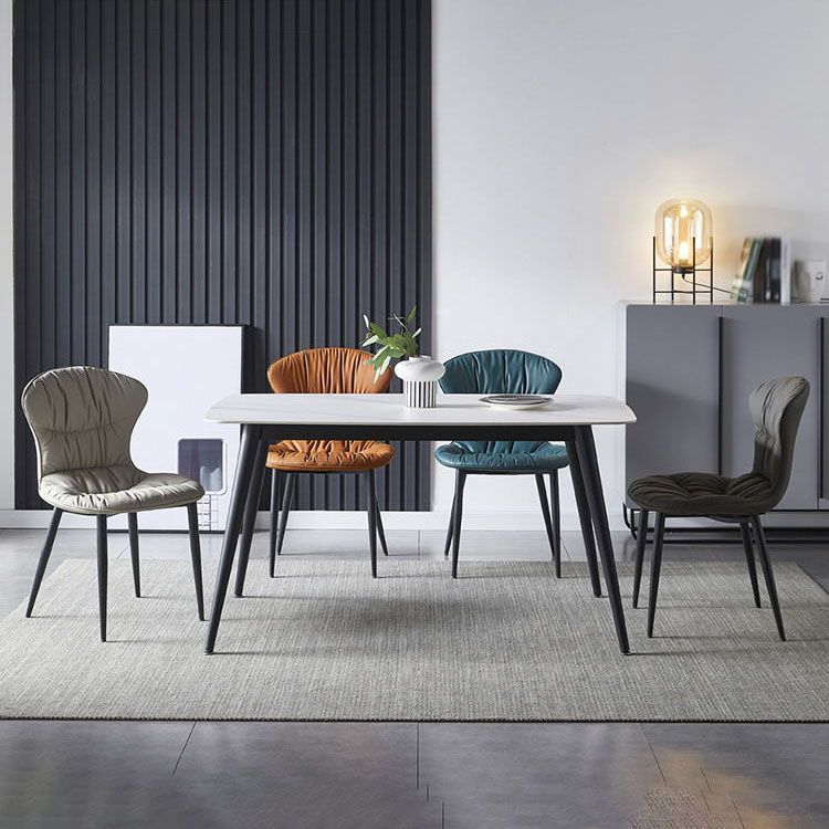 Industrial Metal Armless Chair Solid Back Dining Kitchen Room Chair