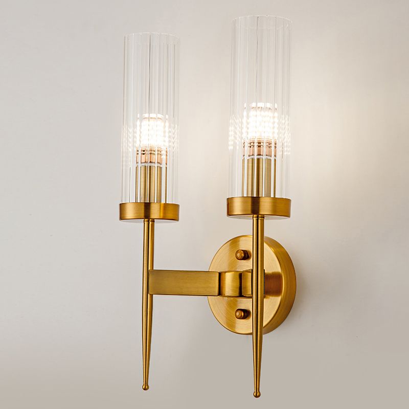 Iron Sconce Light with Clear Crystal Shade Postmodern Wall Lighting Fixtures