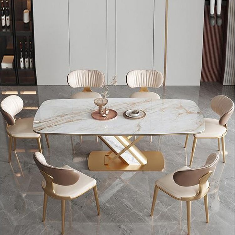 Luxurious Sintered Stone Top Dining Set Rectangle 1/2/5/7 Pieces Dining Room Table Set