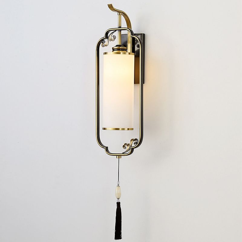 Contemporary Cylinder Wall Mounted Light Glass 1-Light Wall Lamps for Living Room