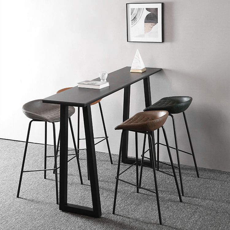 Industrial Style Leather Counter Stool Bucket Stools with Metal Base for Home