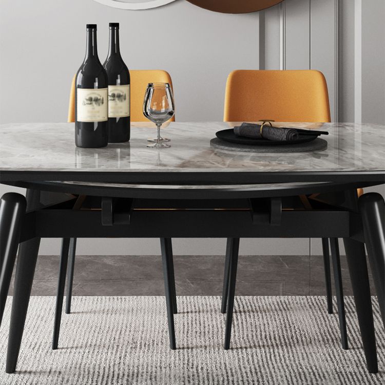 Mesa de comedor redonda contemporánea Mesa de piedra sinterizada con 4 patas de madera maciza de cenizas