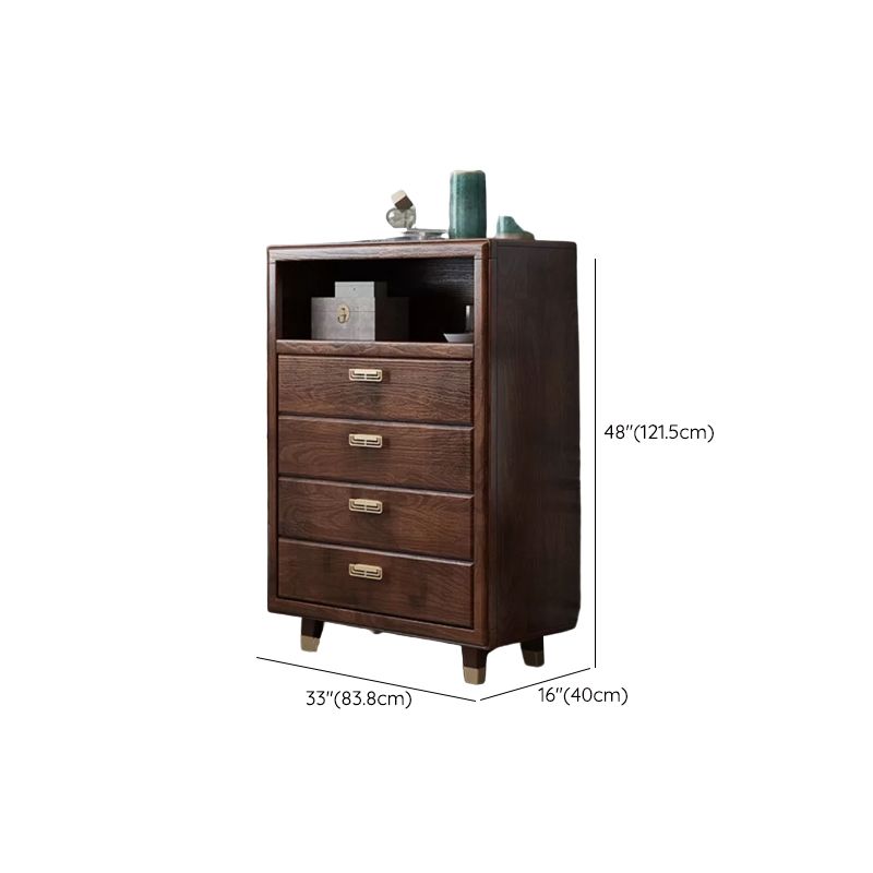 Glam Rubber Wood Storage Chest Bedroom Brown Chest with Drawers