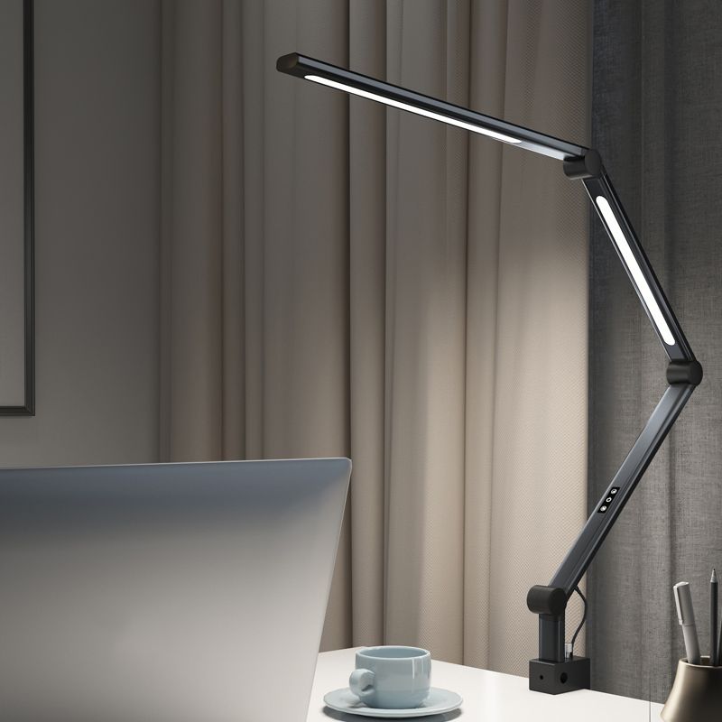 Lampade da tavolo da notte lineari in stile moderno in metallo 2 comodini leggeri in nero