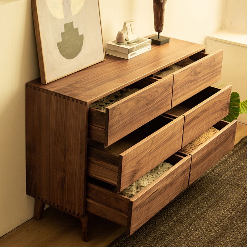 Traditional Horizontal Double Dresser Wood Storage Dresser for Bedroom