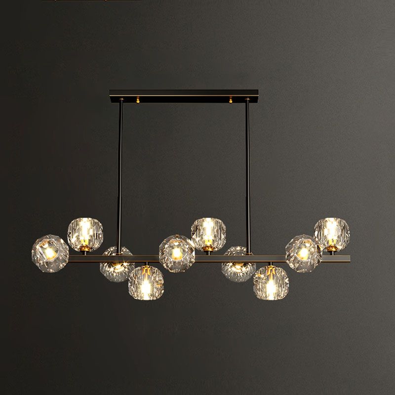 Simple Light Luxury Modern Style Crystal LED Hanging Island Pendant Light for Dining Room