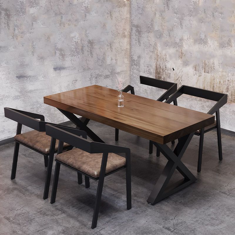 Industrial 1/4/5 Pieces Dining Set Rectangle Pine Wood Dining Table for Dining Room Cafe