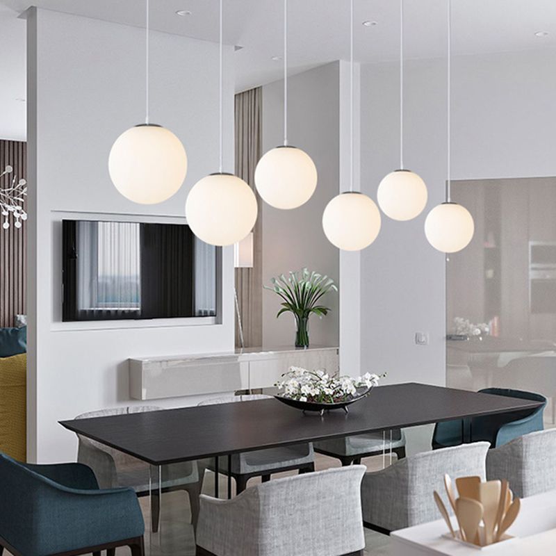 Ball Hanging Lights Industrial Style Glass 1 Light Pendant Light Kit in White