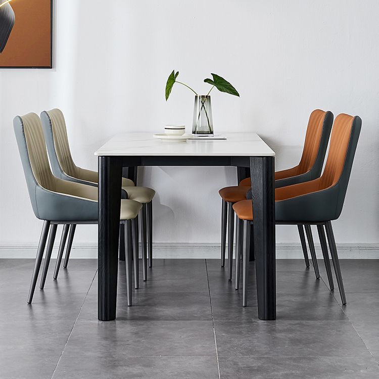 Modern Home Leather Arm Chair Matte Finish Solid Back Dining Chair